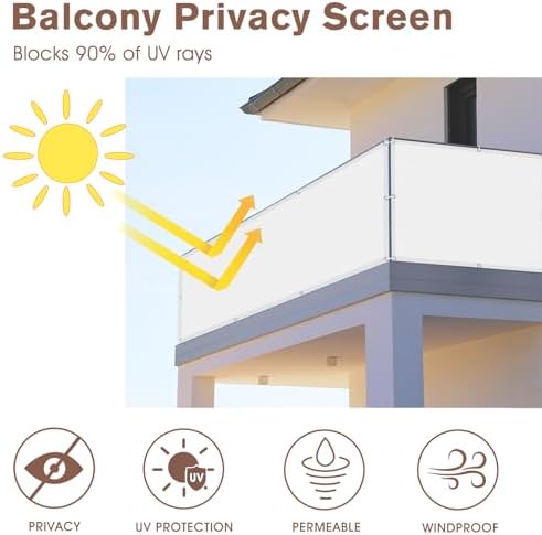 SUNNY GUARD 3' x 9' Balcony Privacy Screen, HDPE Patio Railing Cover Fence - Image 2