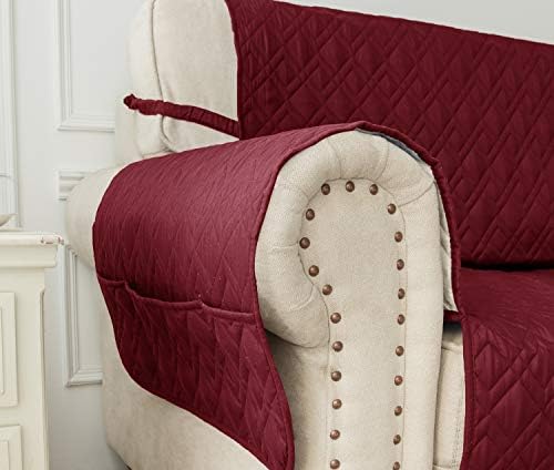 Ameritex Couch Sofa Slipcover 100% Waterproof Nonslip Quilted Furniture Protector Slipcover for Dogs, Children, Pets Sofa Slipcover Machine Washable (Burgundy, 68") - Image 3
