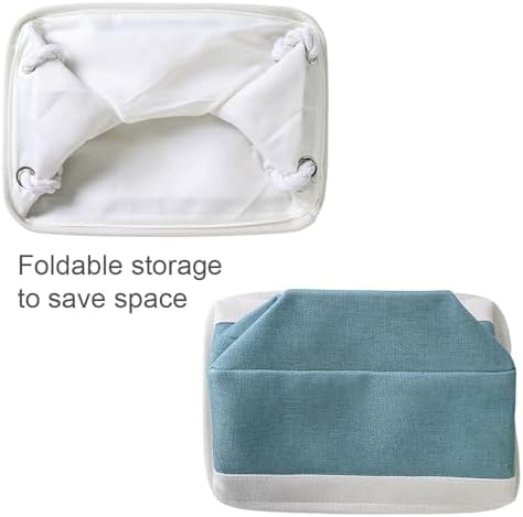 TheWarmHome Fabric Storage Bin with Handles,Storage Basket for Home Storage and Organization, Shelf Basket with Cover for Living Room Bedroom Closet（White & Green Medium 13.8L×9.8W×6.7H - Image 7