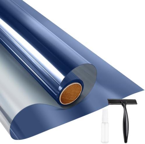 KESPEN Window Privacy Film One Way Static Cling Tint, Blue, 17.5InX6.5Ft by KESPENWINDOWFILMS