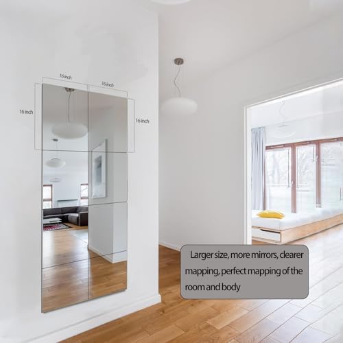Unbreakable Full Length Wall Mirror,The Door Mirror,4Pack 15.8''x15.8'',Acrylic Kids Shatterproof Plexiglass Long Mirrors for Bedroom Closet,Children Non Glass Stick on Mirrors - Image 7