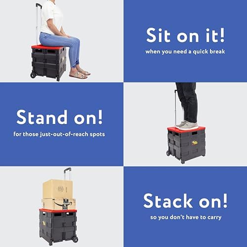 dbest Products Quik Cart Standard Collapsible Rolling Crate - Red Lid - Image 3