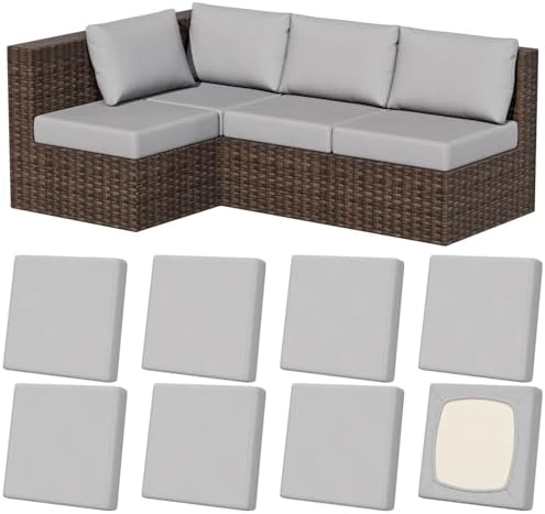 8Pcs Outdoor Cushion Covers, Stretch Patio Furniture Couch Chair Slipcovers by VORSHAPE