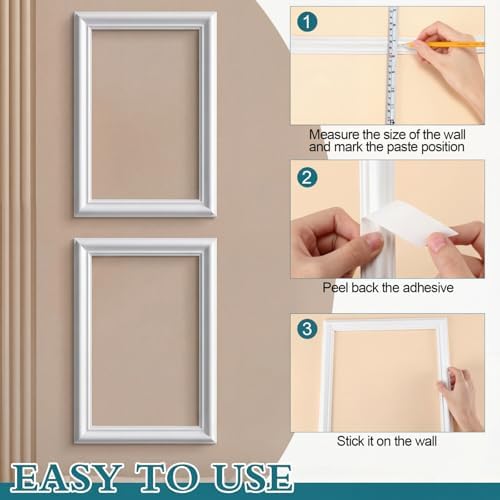 Colingmill 3 Sets Pre-Cut Wall Peel and Stick Trim Molding Wall Wainscoting Panels 3D Self Adhesive Baseboard Molding Trim for Interior Decoration Living Room Bedroom Accent (12 x 24 x 0.98 in,White) - Image 4