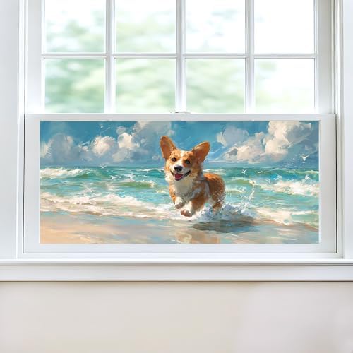Cmialusie Corgi Beach Window Film 17.3 x 39.3 Inch Cling by NeedaOne