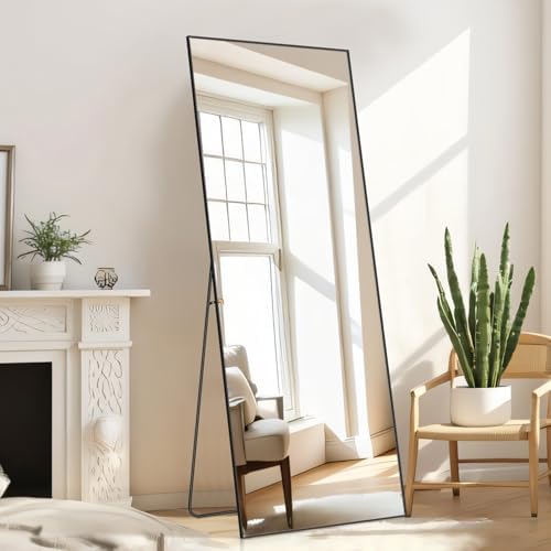 Mirror Full Length, Upgraded 21"x64" Body Wall Mirrors with Shatter-Proof Glass, Floor Standing, Hanging or Leaning, Large Tall Mirror with Stand Aluminum Alloy Frame for Bedroom Cloakroom - Image 3