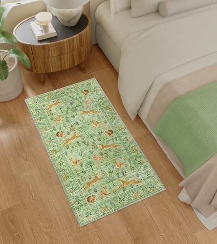 DUKINO 2x4 Rug for Entryway, Animal Washable Rug for Kitchen, Light Green - Image 4