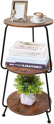 Small Round Coffee Table, 3-Tier Bedside Table Side Table for Small Spaces by GUPZTY