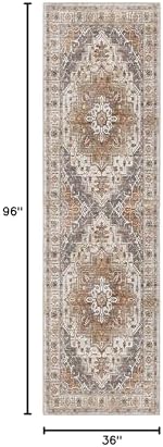 Madane Hallway Runner 3x8, Kitchen Rugs Washable Entry Rug, Turmeric/Grey - Image 2