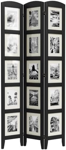 SZQINJI 3 Panel Photo Room Divider Screen, Black by SZQINJI
