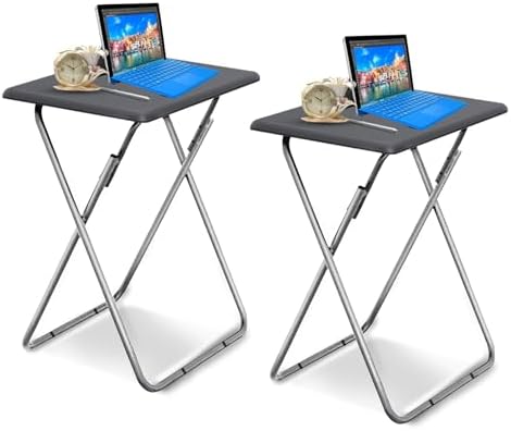 Folding TV Tray Table TV Dinner Trays Tables for Eating(Grey,2PC) by Garden4you