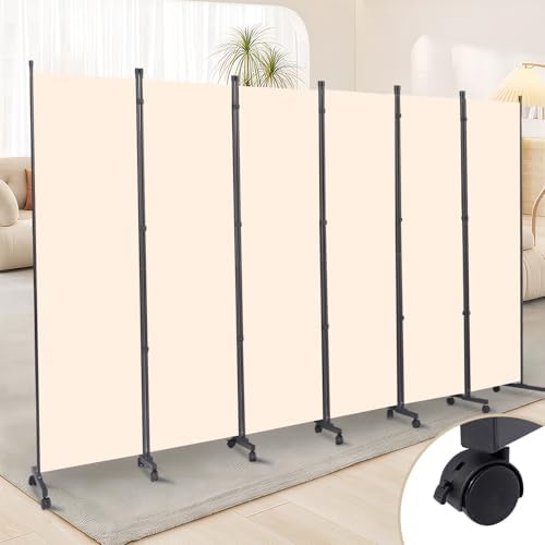 Room Divider Large 6 Panel Privacy Screen,Portable Room Partition on Wheels by HOMSCREENER