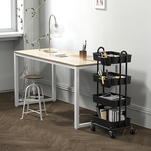 Simple Houseware 4-Tier Rolling Utility Cart with Hanging Bucket, Black - Image 4