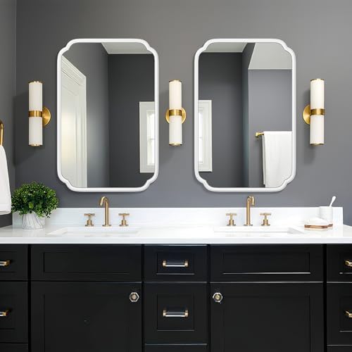 Ferytange White Bathroom Mirror for Over Sink 24×36 Inch - Multi-Size Durable Iron Frame, Shatterproof Glass, Versatile for Bathroom/Bedroom/Living Room Decor (Horizontal or Vertical Mount) - Image 2