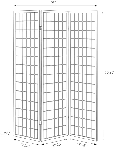 Coaster Home Furnishings - Carrie - Solid Wood - 3-Panel Folding Shoji Screen Room Divider with Linear Grid Design, Metal Hinges and Freestanding Piece - Living Room - Natural Brown - 4621 - Image 6