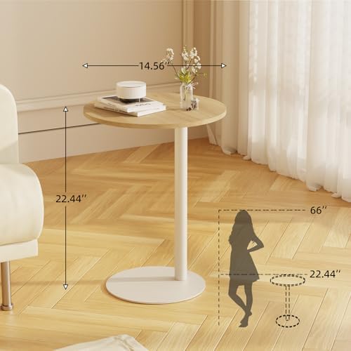 C Shaped Round End Table, Small Side Table for Couch,Tv Trays for Eating,Snack Sofa Tray Table with Metal Leg for Living Room, Bedroom, Bedside,and Office (Rustic Oak) - Image 3