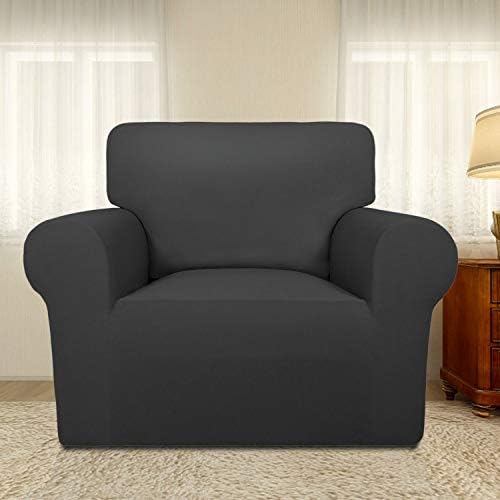 PureFit Super Stretch Chair Covers Fleece Couch Covers for Sofa Dark Gray - Image 2