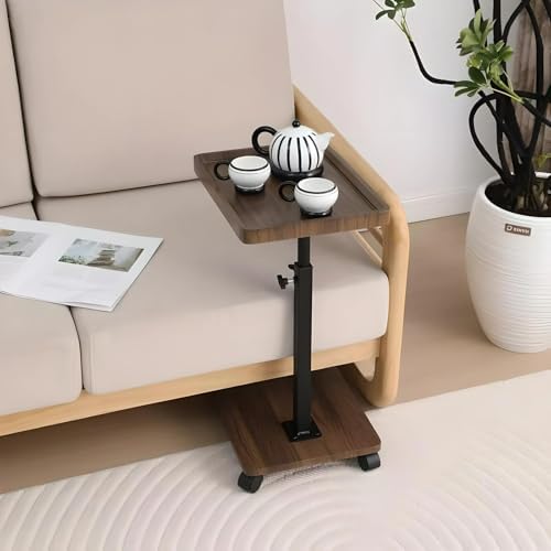 C Table End Table Adjustable Height, 360°Swivel TV Tray Table Couch Tables C Shaped Side Tables Living Room and Bedroom for Sofa, Bed,Chair (Retro Brown) - Image 7