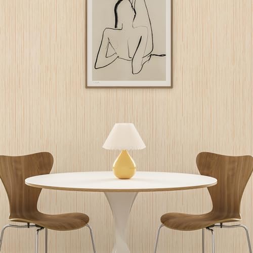 Beige Grasscloth Peel and Stick Wallpaper Texture Contact Paper A Set of 15.7" X 300" Self-Adhesive Linen Removable Wallpaper Cabinets Counter Top Liners - Image 2