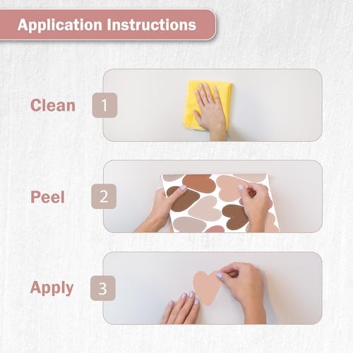 Boho Hearts Wall Decals - Set of 62 Pink, Beige, Brown & Mauve Heart Stickers for Bedroom, Nursery & Living Room - Peel & Stick Removable Vinyl Wall Decor - Image 6