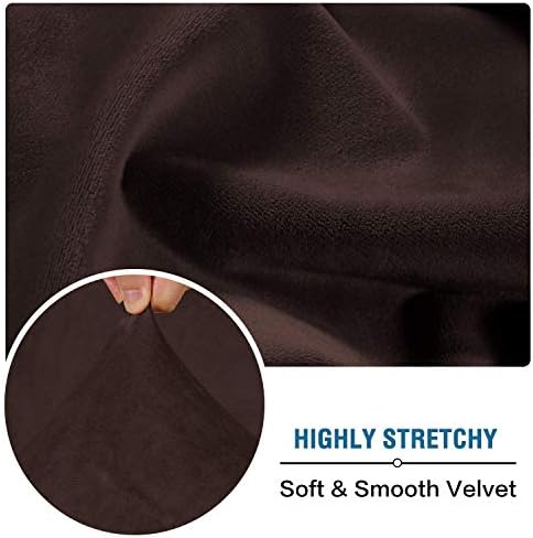 H.VERSAILTEX Velvet Stretch Couch Cushion Cover Plush Cushion Slipcover for Chair Loveseat Sofa Cushion Furniture Protector Seat Cushion Sofa Cover (3 Piece XL Sofa Cushion Covers, Brown) - Image 5