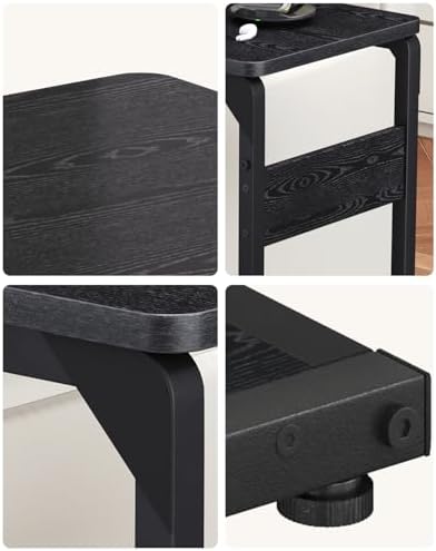 Wood Pedestal Small Sofa Side Table for Couch, C Shaped End Table ET-YB-BK1 - Image 7