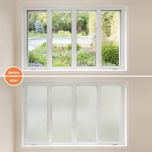 Frosted Window Privacy Film Glass Window Film Sun Blocking, Static Clings Removable Frosting Bathroom Door Window Covering, White,11.8 Inch x 78.7 Inch - Image 3