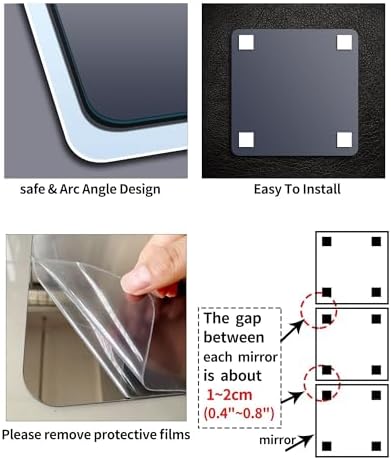 Kids Wall Mirror Tiles,Safe Unbreakable Acrylic Mirror for Baby,Plastic Plexiglass On the RV, Shatterproof Frameless Mirror Wall Stickers.Suit for Apply Touring Car,Children's Room,Classroom（8"x8") - Image 3
