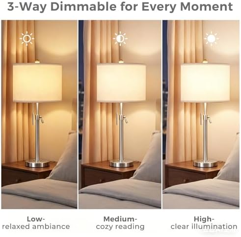 Qingmiao Table Lamps Set of 2, 22" to 30" Adjustable Nightstand Lamps for Bedroom, Dimmable End Table Lamps for Living Room Console Entry Farmhouse Home Decor, New House Warming Gifts - Image 5