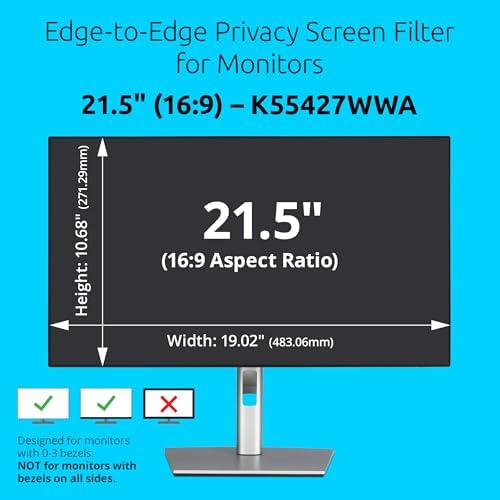 Kensington Edge-to-Edge Privacy Screen 21.5 inch 16:9 Privacy Filter for Desktop Monitor, Anti-Glare Blue Ray Reduction Computer Privacy Filter K55427WWA - Image 2