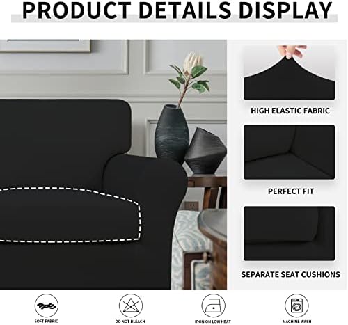 Easy-Going 2 Pieces Stretch Sofa Slipcover for Armchair Washable - Image 4