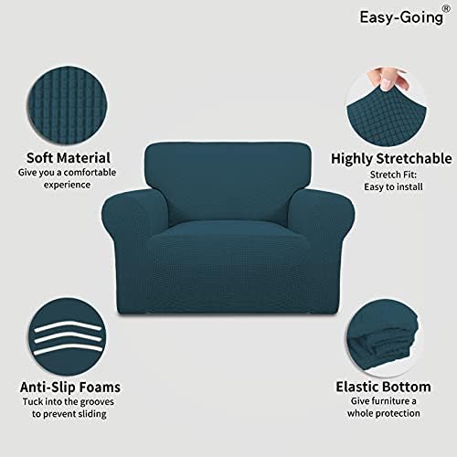 Easy-Going Stretch Oversized Chair Slipcover with Arm Washable Deep Teal - Image 3