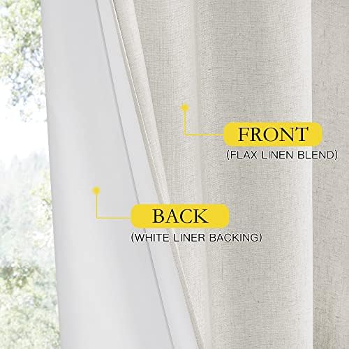 NICETOWN Ivory Vintage Open Linen Weave Flax Thermal Curtains, 100% Blackout Curtains 84 inches Long for Dining Room, Soundproof Window Treatment Drapes for Hall Room, 100" Wide Per Panel - Image 7