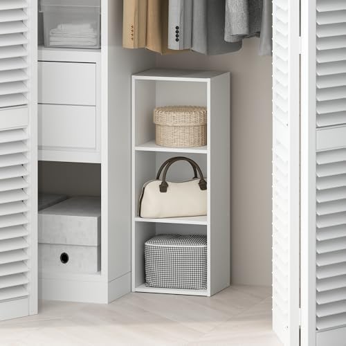 Furinno Reed Closet Organizers and Storage, 3-Tier Closet Organizer, Open Shelf Closet Storage, for Wardrobe, Bedroom, Living Room, White by Furinno-FitsYourSpaceFitsYourBudget
