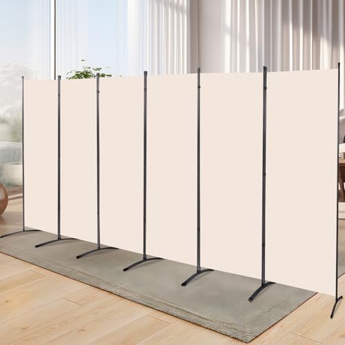 6 Panel Folding Room Divider, Sturdy Frame Freestanding Wall Divider by YASRKML