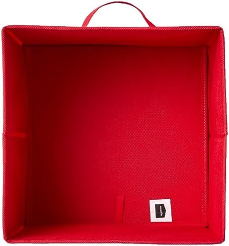 Amazon Basics Collapsible Fabric Storage Bins with Handles, Cube Organizer, Home Organization, 10.5"x10.5"x11", Red, 6-Pack - Image 3
