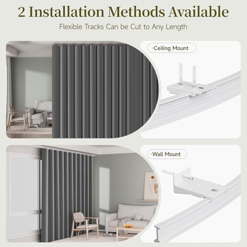 Room Divider Curtains Set, Extra Wide Blackout Curtains with Ceiling Track - Image 4