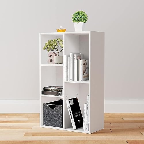 Amazon Basics 5 Cube Storage Organizer Bookcase, Sturdy Shelves for Books and Collectibles, White, 9.25"D x 19.49"W x 31.5"H - Image 2