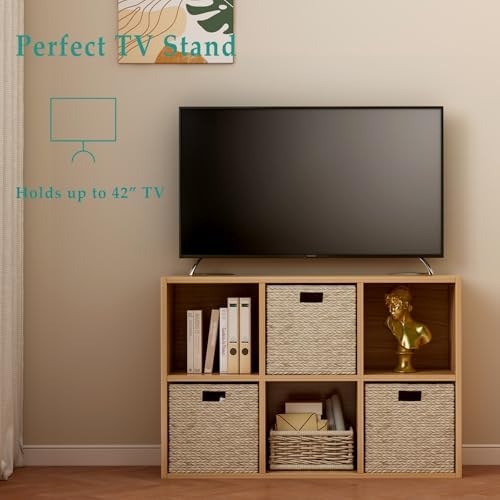 OSCHF 6-Cube Storage Shelf Bookcase, Oak - Image 4