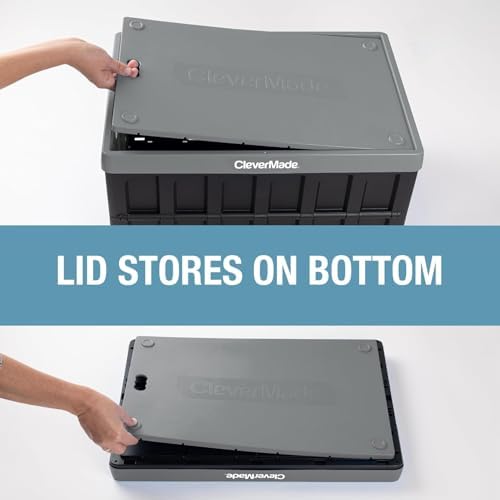CleverMade Collapsible Storage Bins With Lids, 62L 3 Pack, 100 lb, Ocean - Image 3
