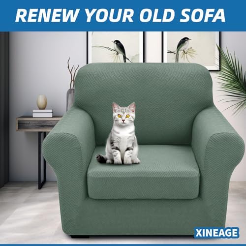 XINEAGE 2-Piece Stretch Armchair Sofa Cover, Washable Couch Covers for Dog - Image 4