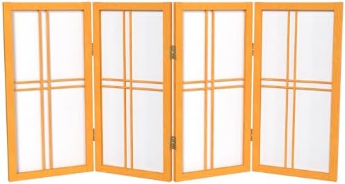 2 ft. Short Desktop Double Cross Shoji Screen - Honey - 4 Panels by RedLantern