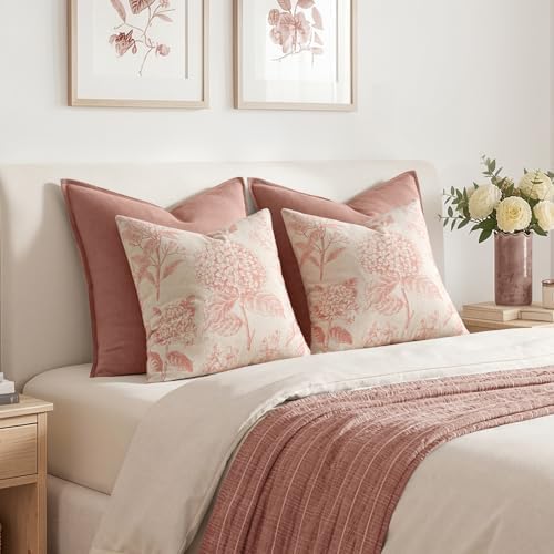 Set of 2 Decorative Floral Pillow Covers 20x20 Inch Light Pink - Image 6