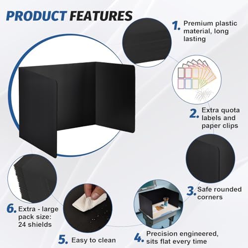 24 Pack Desk Dividers for Students,3-Fold Privacy Screens,Testing Dividers - Image 4