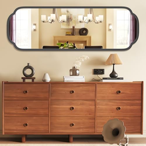 Ferytange 48"x16" Black Door Mirror Full Length Over The Door with Non-Rusting Metal Frame, Modern Full Body Mirror Bedroom Closet Bathroom - Image 5