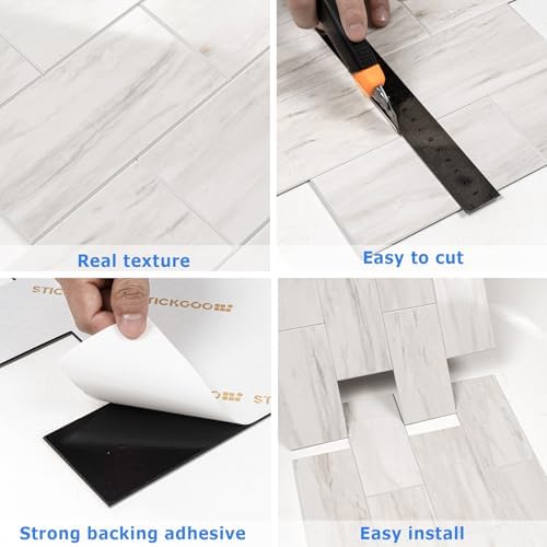 STICKGOO Subway Tile Peel and Stick Backsplash, Glossy Light Brown PVC Self Adhesive Tile Backsplash, Stick on Tile for Kitchen and Bathroom(10 Sheets) - Image 6