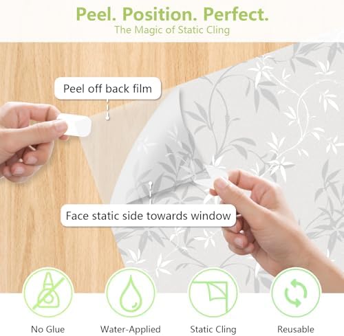 LEMON CLOUD Window Privacy Film, Frosted Glass Window Film, 35.4″ x 78.7″ - Image 7
