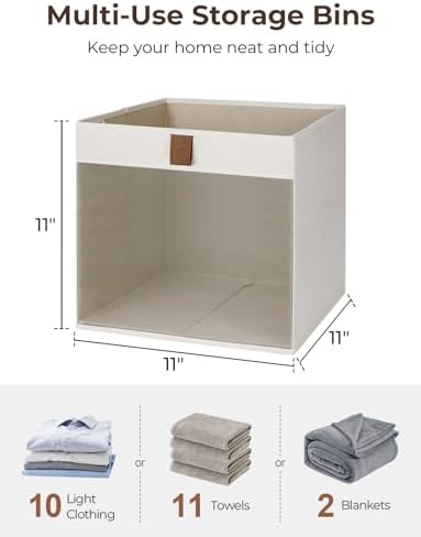 StorageWorks 11 Inche Storage Cubes with Mesh Front Window, Beige, 3-Pack - Image 2