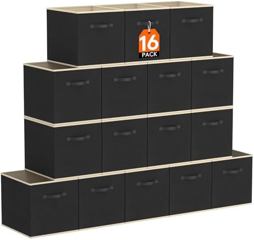 Lifewit Storage Cubes, 11 Inch Organizer Bins, 18L Black, 16 Packs by Lifewit