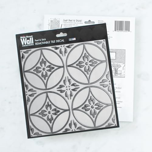 Main Street Peel and Stick Wallpaper Tiles, Floral Circles, 24-Pack | 8 x 8 in tile size, Removable, Self Adhesive, Renter-Friendly, For Kitchen and DIY Projects - Image 5